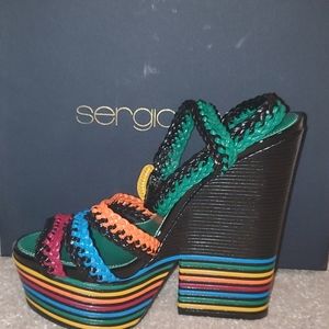 Sergio Rossi Boavista Multicolor Platform Wedge